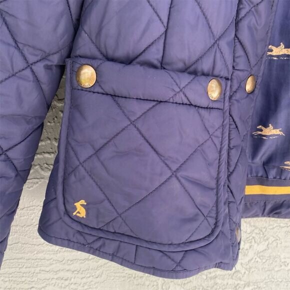 Joules Women's Quilted Jacket Navy Blue Size 6 Mid-Length Casual - Picture 8 of 12